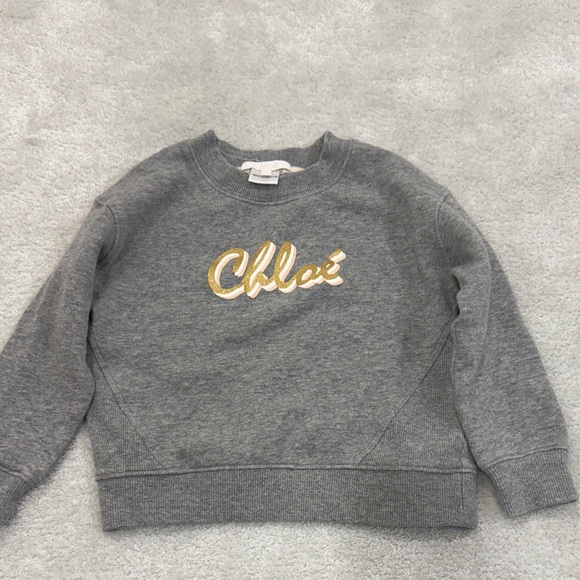 ✨Like new ✨Chloe logo grey glitter girls sweatshirt size 3